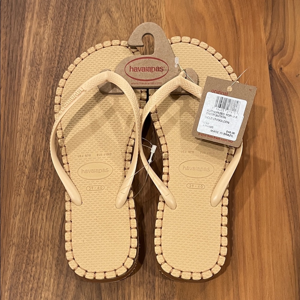 New Havaianas Flatform Loop Tan Flip Flops